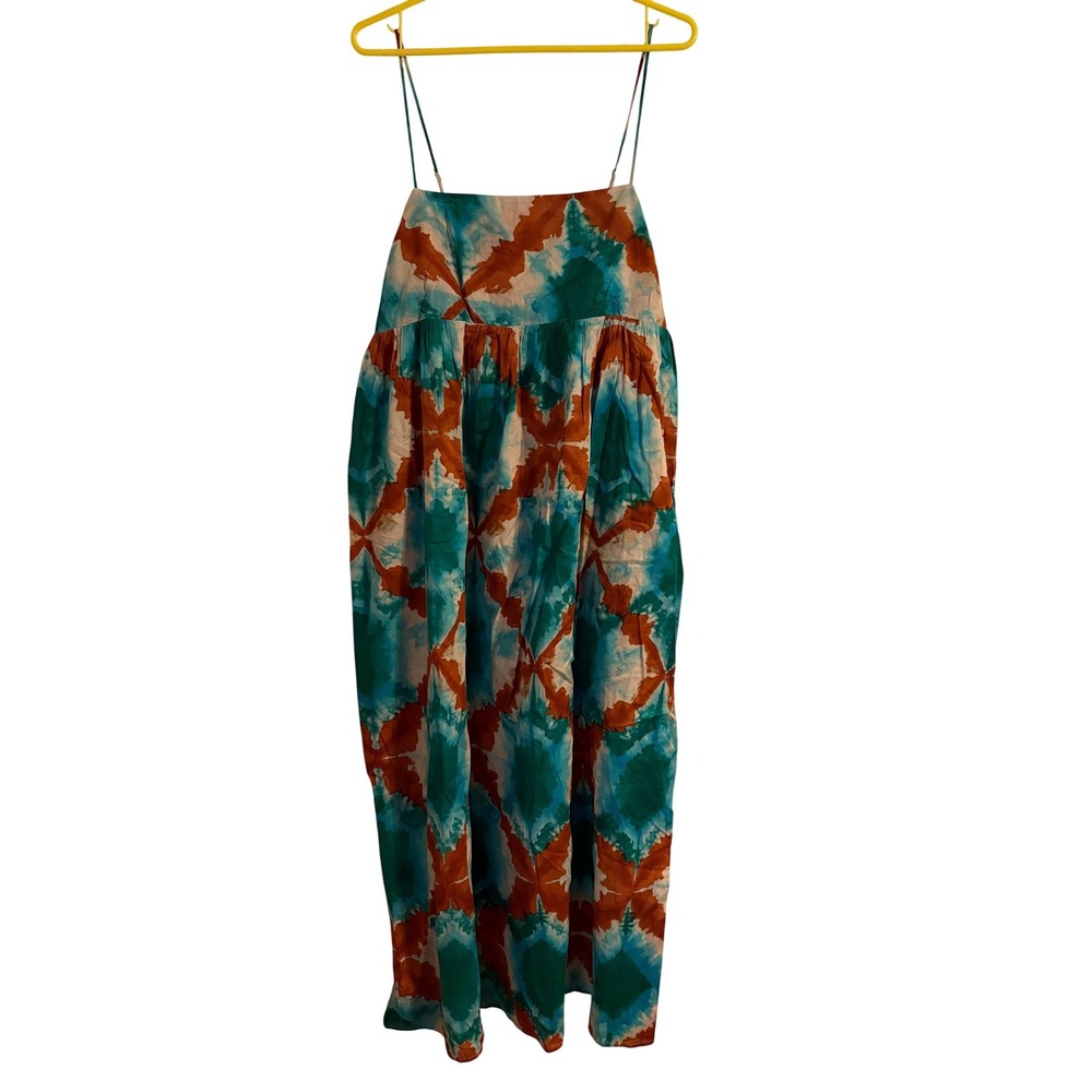 Rails Lucille Kaleidoscope Watercolor Cotton Midi Dress Teal Orange XXL Resort